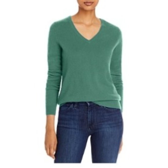 C V-Neck Cashmere Sweater LT Olive Size XL New - Picture 1 of 2